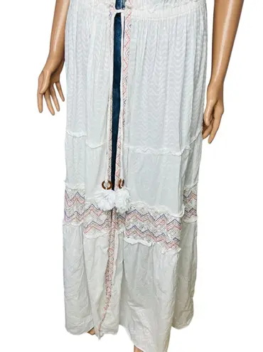 Ramy Brook Paloma Chevron Coverup dress Long embroidered white