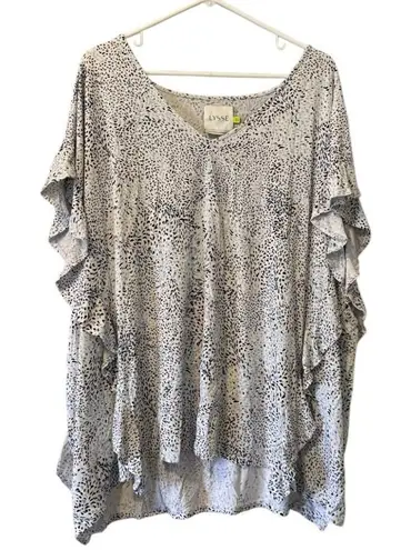 Lysse Size 3X White Floral Sullivan Jersey Ruffle Tee Top Short Sleeve Office