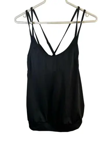 Athleta Athelta Black 36 B/C Built in Bra Strap Tank Work Out Swim Top Slimming Babydoll