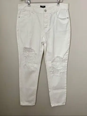 AFRM Jeans Distressed White Frayed Ripped Casual Neutral Classic High Rise Cute Size 27