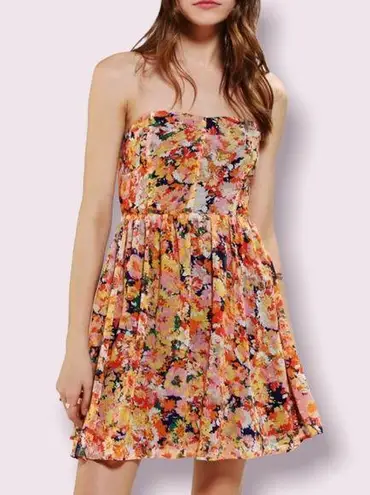 Lucca Couture Urban Outfitters floral strapless chiffon dress