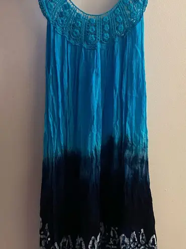 Shoreline Womens Beach Cover Up Mini Dress S M Bust 36 Teal Turquoise Dark Blue