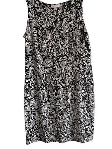 Charter Club Size 0X Sleeveless Black NWhite Paisley Dress Nylon Spandex