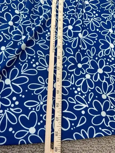 Lounge Vintage Womens 1X Top MuuMuu Shirt Short Sleeve Hawaiian Blue Floral