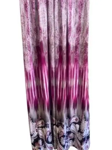 One World Purple Paisley Print V-Neck Sleeveless Maxi Dress. Size Medium