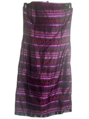Jessica McClintock Gunne Sax Strapless Purple Mixed Print Cocktail Dress Sz 11