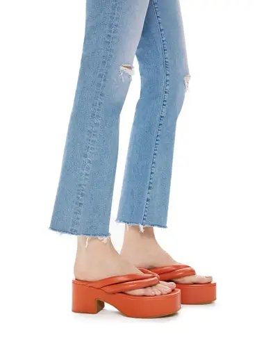 MOTHER Denim Hustler High Waist Ankle Fray Jeans in Thrilling Shots Sz 31 NWT