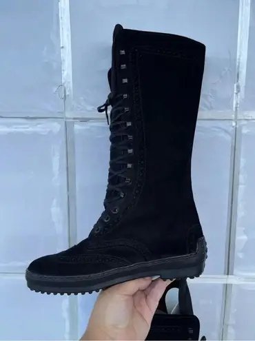 Tod's Gomminos combat moto style mid calf boots 6.5 Black