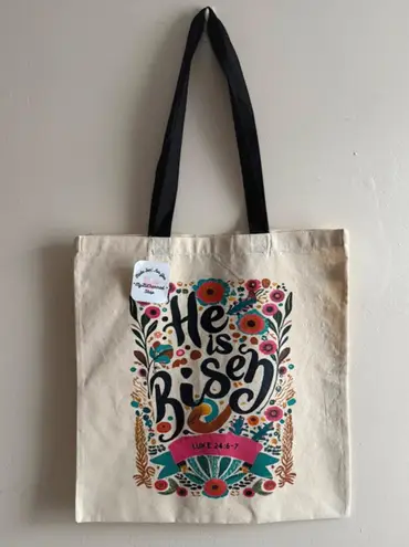 Handmade He is risen tote bag
