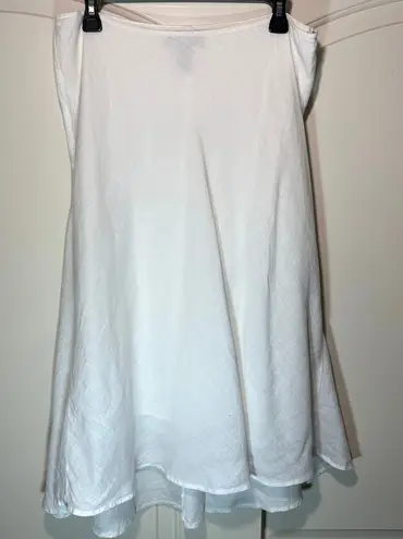 INC International Concepts White Linen Skirt Womens 12 Flare Slip Cotton Lining White