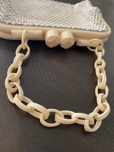 Whiting & Davis VTG 40s 50s Alumesh Cream Clutch Purse Handbag With Chain Strap