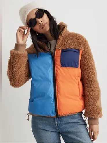 Kule Krispie Colorblock Fleece Jacket Chestnut Brown/Multi Poly Orange Blue Med Multiple