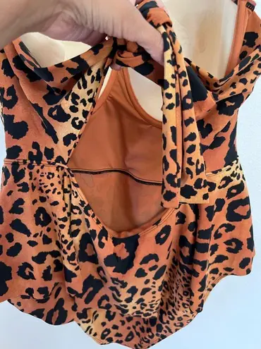 Forever 21  NWT Peplum Leopard Open Back Swim Suit Size 3X