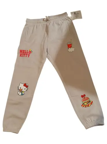 Hello Kitty  Beige Joggers with Red and Multicolor Graphics