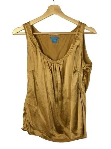 White + Warren Golden Orange Silk Tank Top L Size L