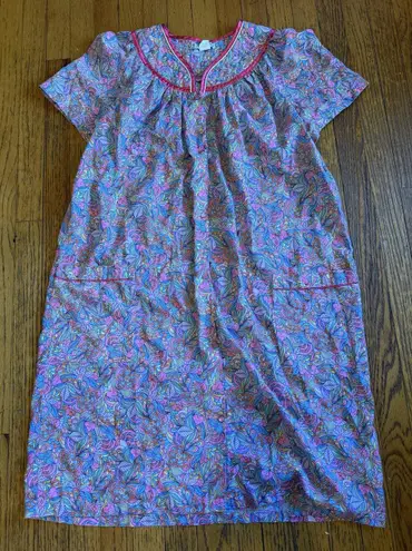 Elegant Emily Lounge Dress Womens 1X Multicolor Floral Paisley Satin Trim V Neck Size undefined