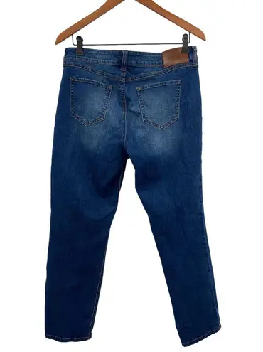 Bob Timberlake Floral Embroidered Patchwork Blue Denim Jeans Womens Size 10