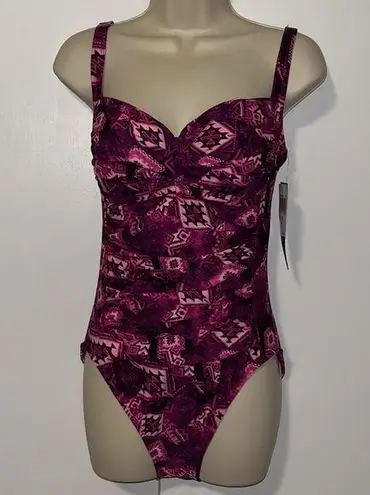 La Blanca One Piece Swimsuit Sweetheart Purple Aztec Print Women’s 10