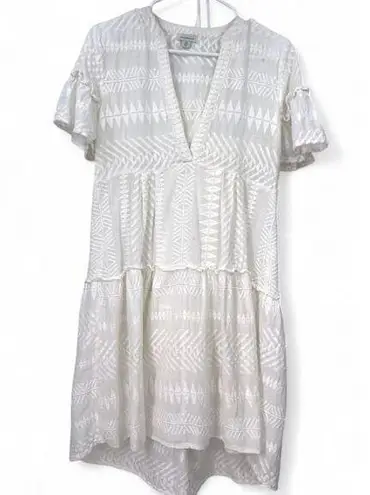 Sundance | S | Everyday Traveler Dress Short Embroidered Gauzy Lace Tired Ruffle White Size XS