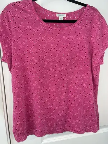 Sundance All About the Eyelet Magenta Fushia Blouse Embroidered Boho Size Medium