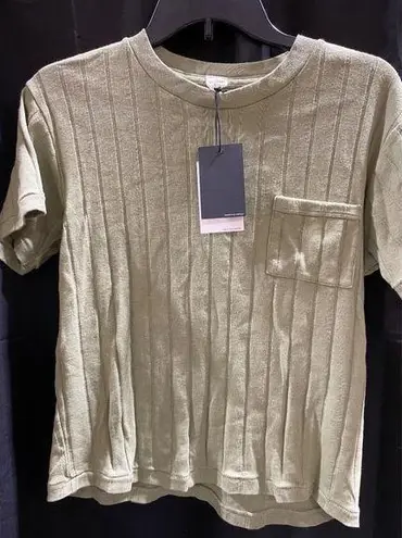 RE/DONE NWT  90S VARIGATED RIB TEE SAGE SMALL thumbnail 1