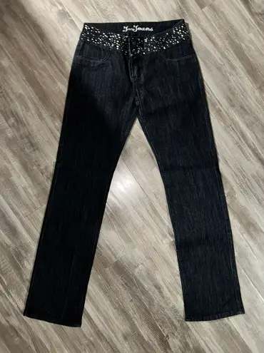 JZ Jeans JZ Straight Leg Dark Wash Bedazzled Jeans Size 11
