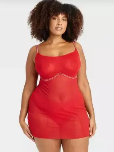 Auden Women's Rhinestone Lingerie Dress - Red