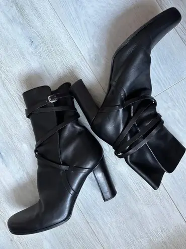 Jil Sander  Black Leather Boots, Size 38.5 (Made in Italy) EXCELLENT!