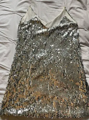⚠️SOLD⚠️Sequin dress Silver Size XS