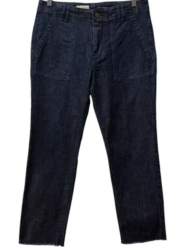Pilcro Anthropologie Dark Wash Utility Jeans Size 28 Patch Pockets Raw Hem