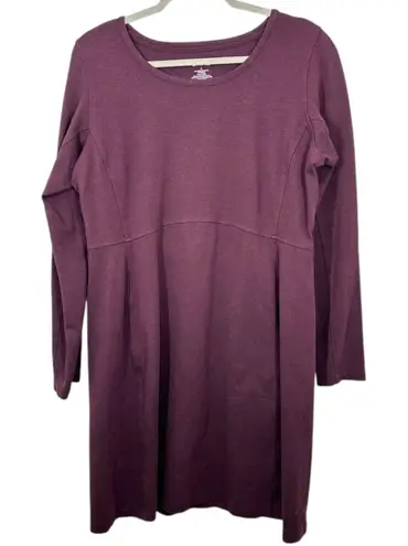 Duluth Trading Company Dark Purple Eggplant Long Sleeve Midi Activewear Dress Size L