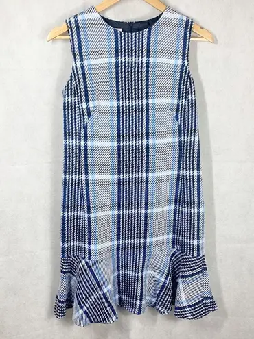 Akris Punto Plaid Tweed Flounce Hem shift dress