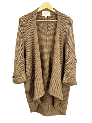Brochu Walker Alpaca Wool Blend Open Front Draped Cardigan Sweater Brown OS