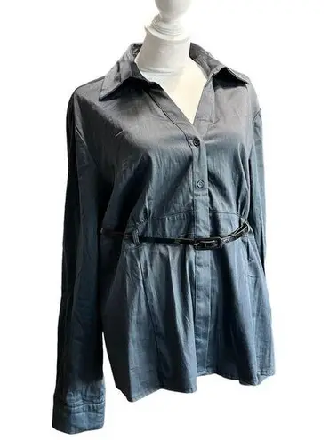 Dress Barn  button front belted tunic blue women's XL