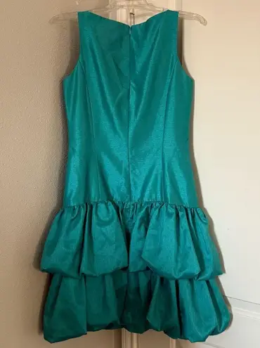 ABS Allen Schwartz ABS by Allen Schwartz Teal Taffeta Bubble Hem Party Dress Size 6 USA Made Retro