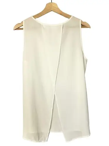 New York & Company White Chiffon Split Back Tank Top M Size M