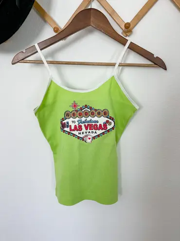 Fifth Sun Y2K  Lime Green Las Vegas Spaghetti Strap Tank