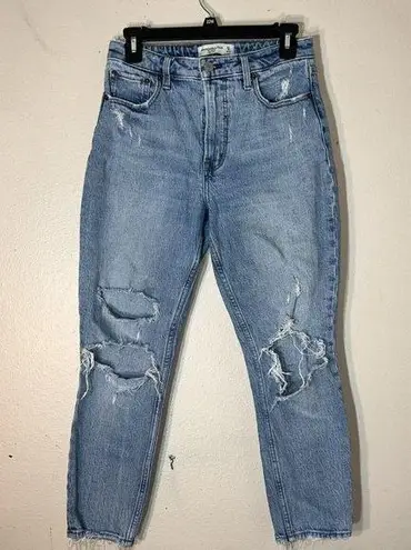 Abercrombie & Fitch Curve Love The Skinny High Rise SZ 27 / 4 Distressed Raw Hem