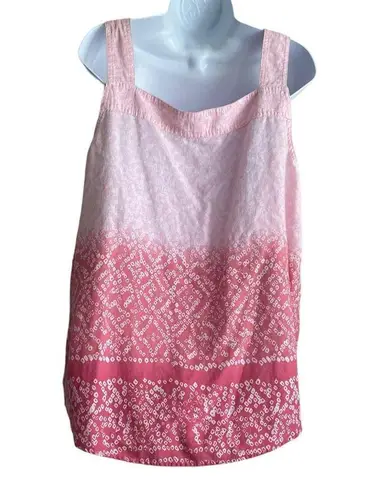 Westbound  Women Linen Blend Top XL Ombre Pink Square Neck Flowy Boho Festival