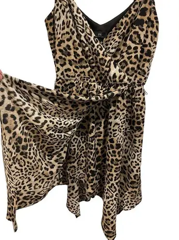 I.N. San Francisco NEW I.N. Leopard Print Strappy Sleeveless Party Handkerchief Hem Wrap Dress