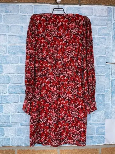 The Kooples FLOWING RED DRESS WITH FLORAL MOTIF SIZE 0