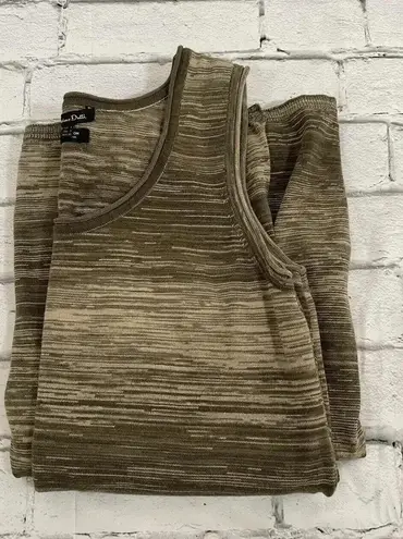 Massimo Dutti Knit Sleeveless Olive Green Striped Stretch Midi Dress Size Small