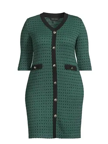 Ming Wang NWT V-Neck Knit Sheath in Forest Veridian Black Knit Dress XL