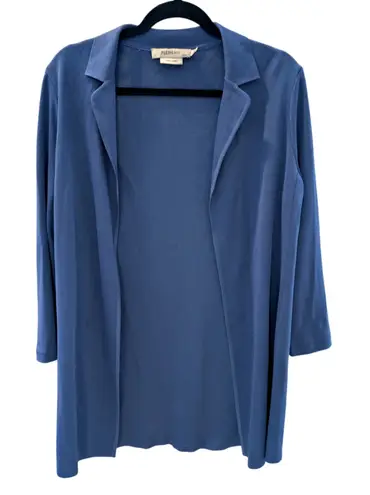 Plein Air Blue Lightweight Open Front Knit Cardigan Jacket Size S Made in Korea