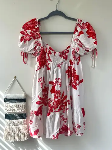 Olivaceous Red Floral Dress