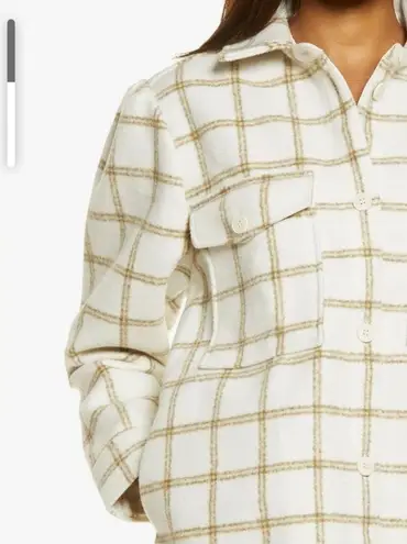 Treasure & Bond NWT$129 Womens Plaid Puff Sleeve Shirt Jacket Ivory Carsonpane M