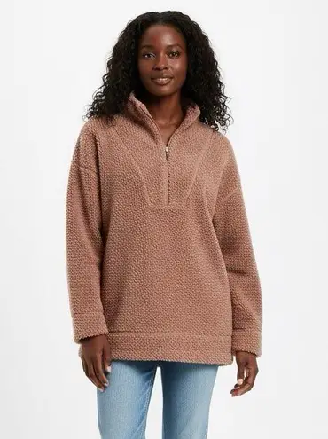 Haven Well Within Sherpa Fleece Quarter Zip Pullover Womens M Brown Cozy Soft Size M