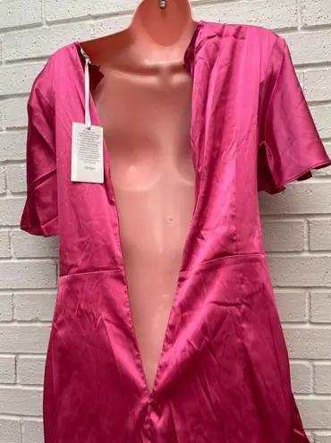 Grace Karin NWT women’s silky pink mini dress with wide tied up belt size XL