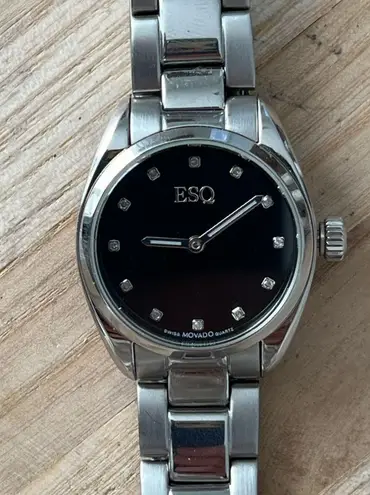 ESQ by Movado Diamonds Ladies Watch Stainless Bracelet Luminous Hands Black Dial