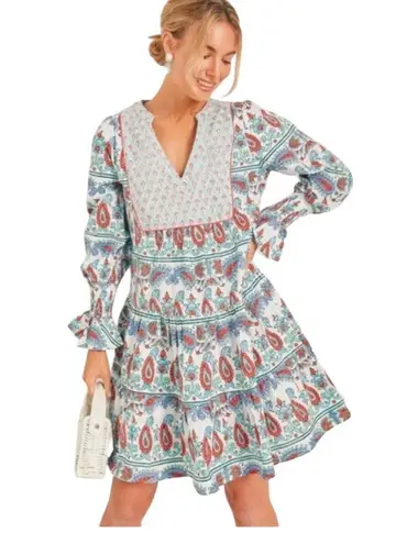 Tuckernuck Teal and Seagrass Block Print Kenzo Dress Blue Size XL